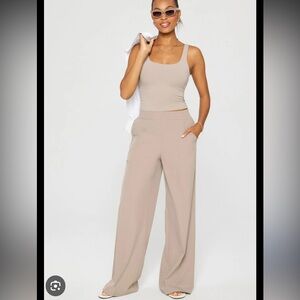 Fabletics Downtown wide leg Tan khaki Pants M long